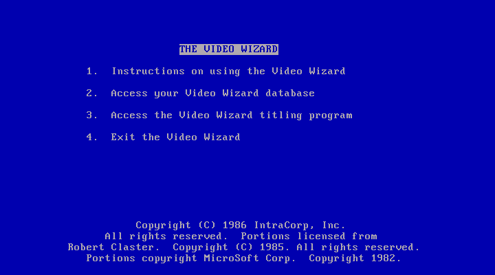 The Video Wizard 1986 - Splash